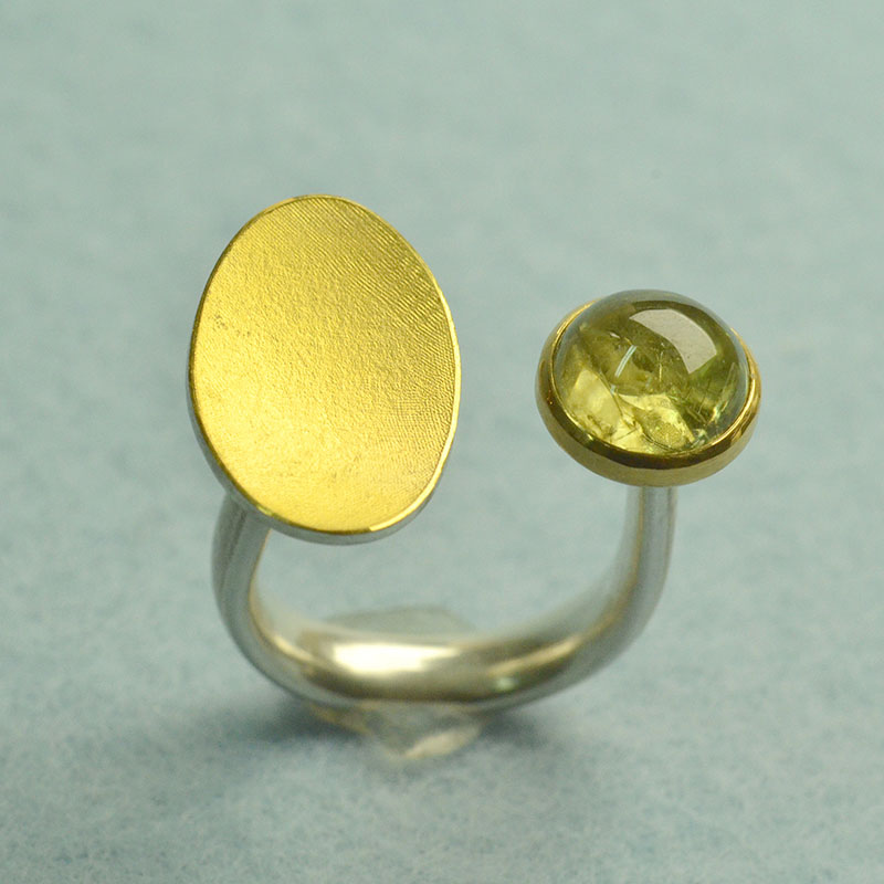 Ring, Silber 925, Feingold, Gold 900, Muli Granat, Robert Lucha, Ihr Goldschmied in Nürnberg